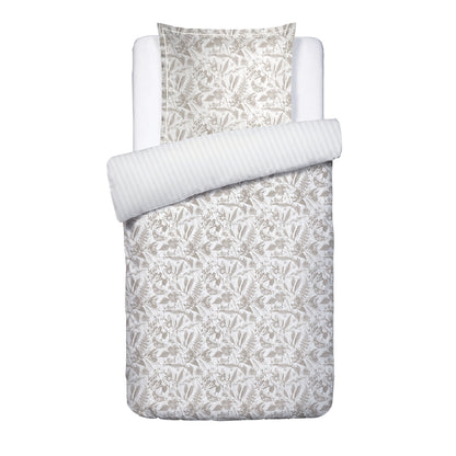 Housse de couette + taie d'oreiller satin de coton - Toile de jouy Blanc