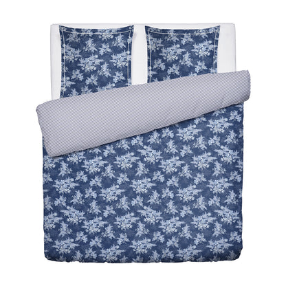 Duvet cover + pillowcase cotton satin - Noctalia Blue