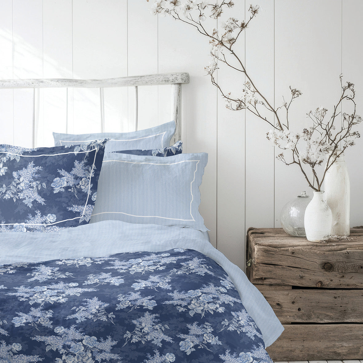 Pillowcase cotton satin - Noctalia Blue