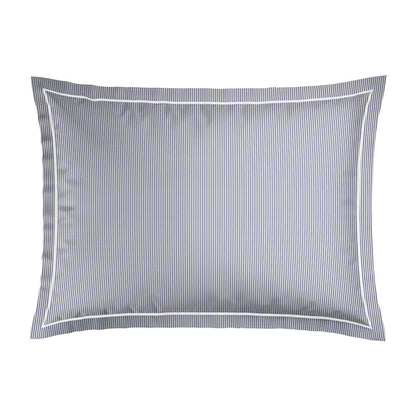 Pillowcase cotton satin - Lignes naturelles White / Light blue