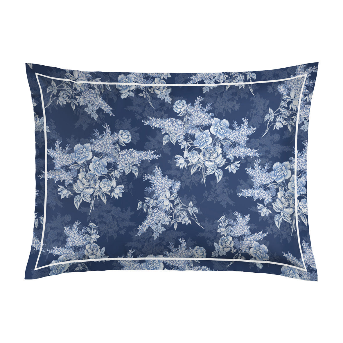 Pillowcase cotton satin - Lignes naturelles White / Light blue 2 x (50 x 70 cm)