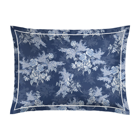 Pillowcase cotton satin - Lignes naturelles White / Light blue