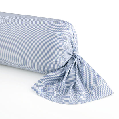 Pillowcase cotton satin - Lignes naturelles White / Light blue 43 x 210 cm