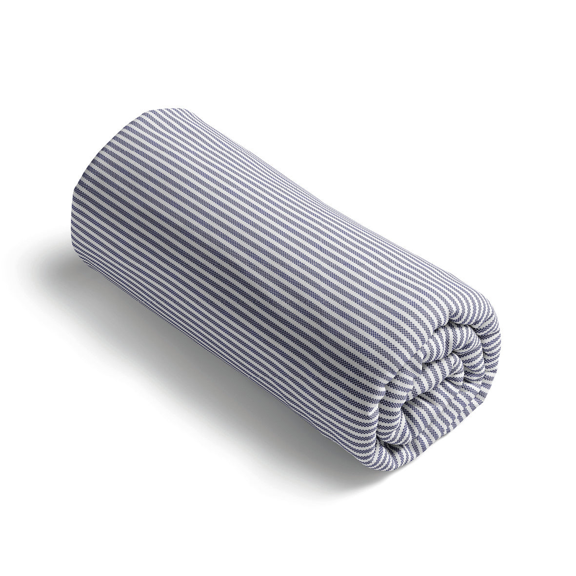 Fitted sheet cotton satin - Lignes naturelles White / Light blue