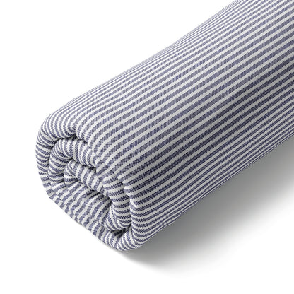 Fitted sheet cotton satin - Lignes naturelles White / Light blue