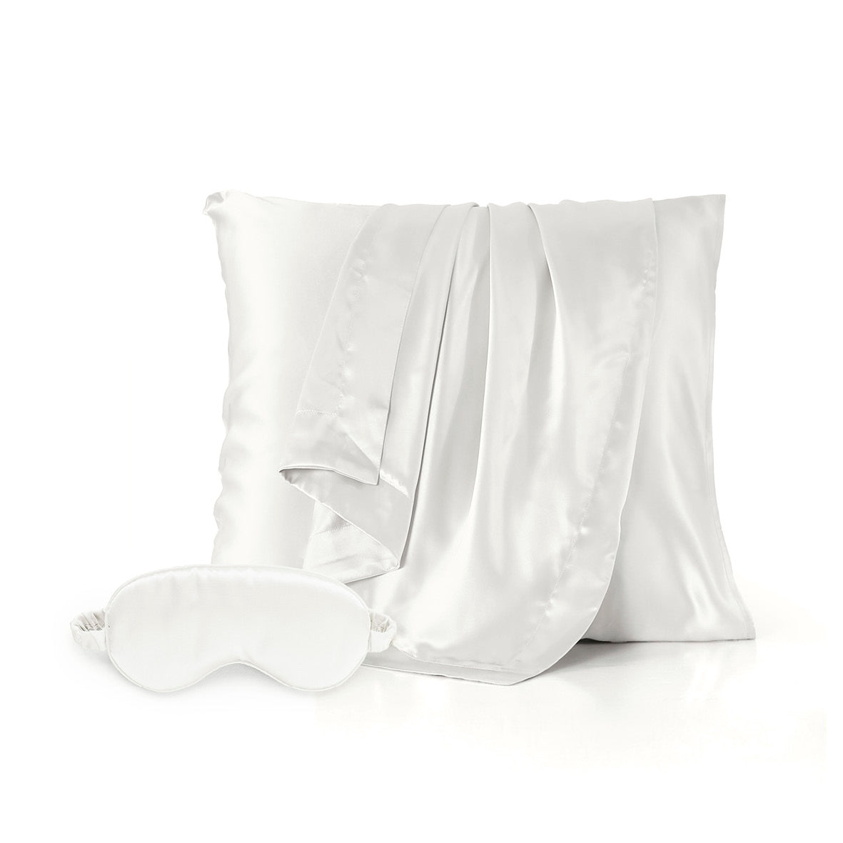 Pillowcase + eyemask in silk - Lunéia White - 63 x 63 cm + 8,5 x 20,5 cm 63 x 63 cm + 8,5 x 20,5 cm