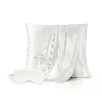 Pillowcase + eyemask in silk - Lunéia White - 63 x 63 cm + 8,5 x 20,5 cm 63 x 63 cm + 8,5 x 20,5 cm