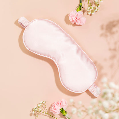 Pillowcase + eyemask in silk - Lunéia Light pink - 63 x 63 cm + 8,5 x 20,5 cm