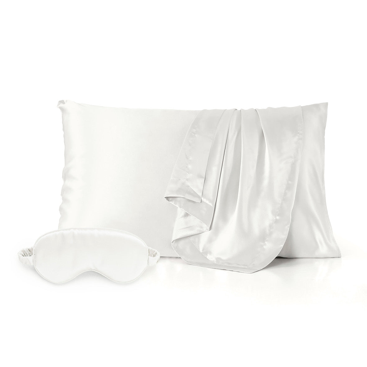 Pillowcase + eyemask in silk - Lunéia White - 50 x 70 cm + 8,5 x 20,5 cm 50 x 70 cm + 8,5 x 20,5 cm