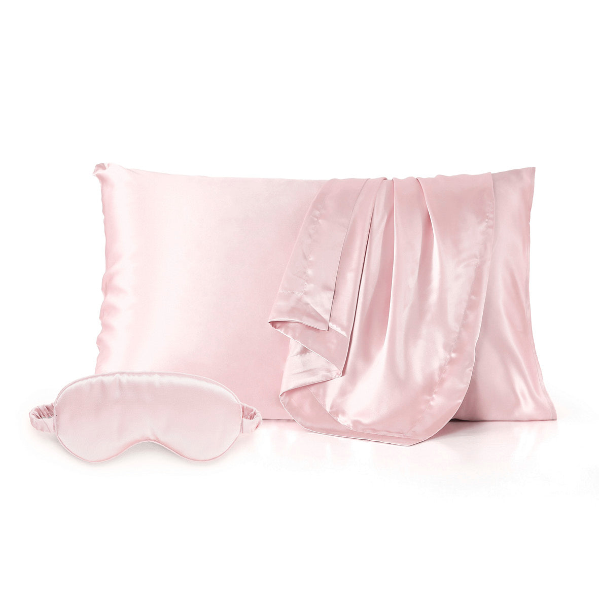 Pillowcase + eyemask in silk - Lunéia Light pink - 50 x 70 cm + 8,5 x 20,5 cm 50 x 70 cm + 8,5 x 20,5 cm