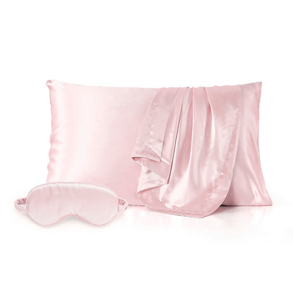 Pillowcase + eyemask in silk - Lunéia Light pink - 50 x 70 cm + 8,5 x 20,5 cm 50 x 70 cm + 8,5 x 20,5 cm