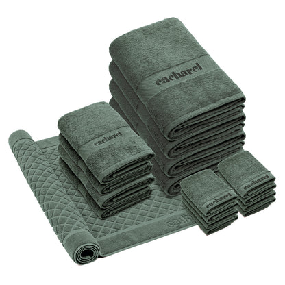 Complete bath linen set combed cotton - Brise Sage green