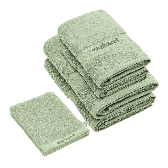 Complete bath linen set combed cotton - Brise Almond green