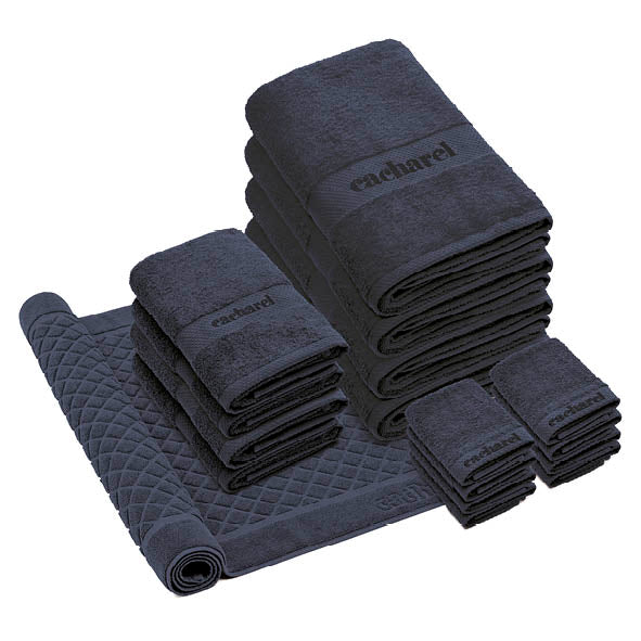 Complete bath linen set combed cotton - Brise Navy blue