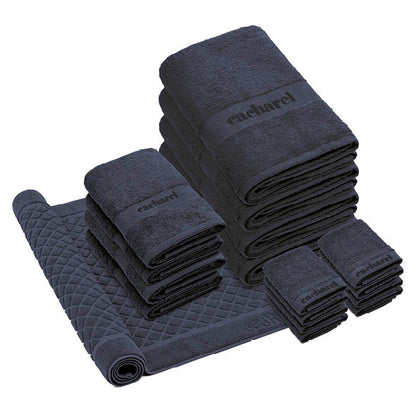 Complete bath linen set combed cotton - Brise Navy blue