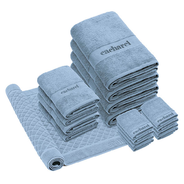 Complete bath linen set combed cotton - Brise Powder blue