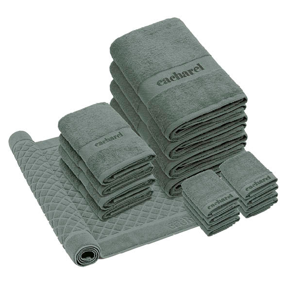 Complete bath linen set combed cotton - Brise Bottle green