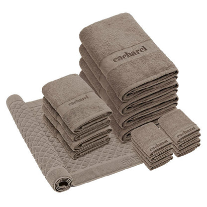 Complete bath linen set combed cotton - Brise Brown