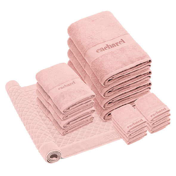 Complete bath linen set combed cotton - Brise Salmon pink
