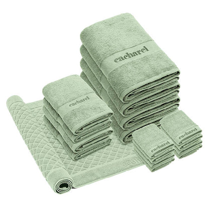 Complete bath linen set combed cotton - Brise Meadow green
