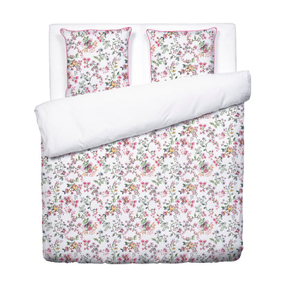 Duvet cover + pillowcase cotton satin - Jardin secret White
