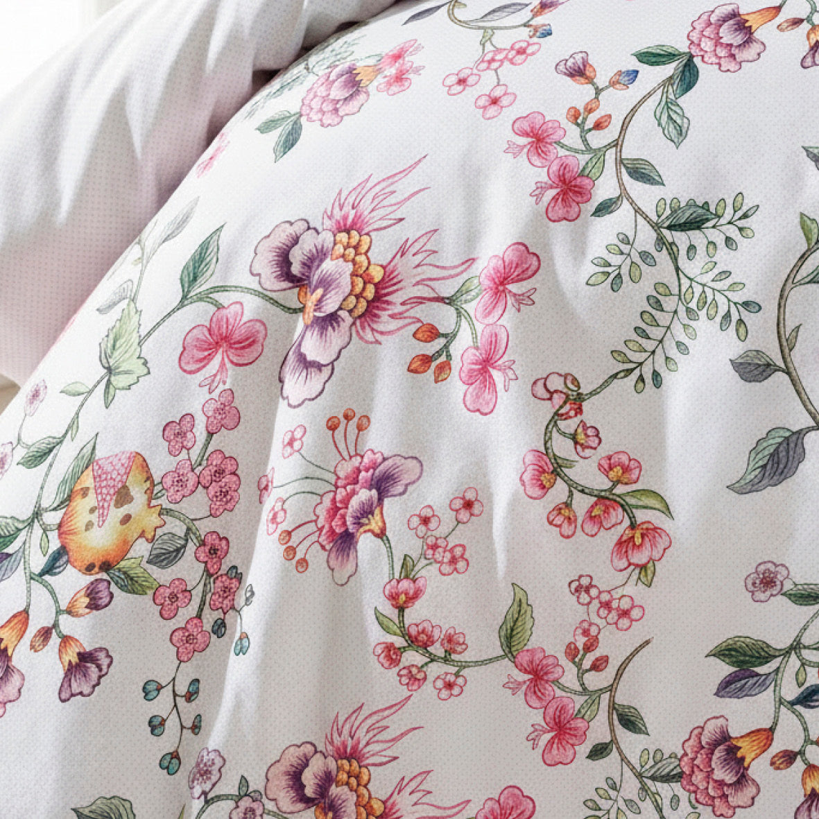 Pillowcase cotton satin - Confettis poudrés White