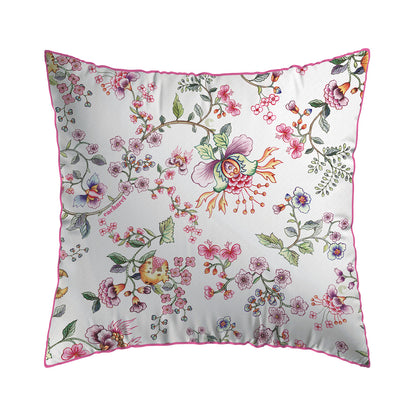 Pillowcase cotton satin - Jardin secret White