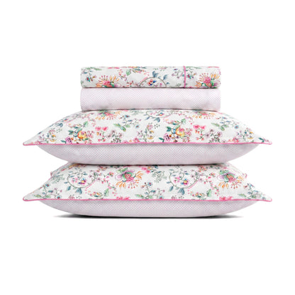 Sheet set cotton satin - Jardin secret White