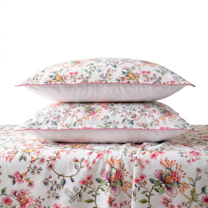 Sheet set cotton satin - Jardin secret White