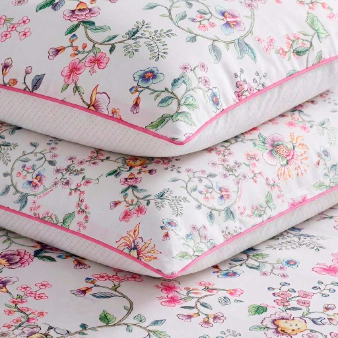 Fitted sheet cotton satin - Jardin secret White