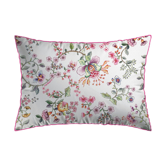 Pillowcase cotton satin - Jardin secret White 2 x (50 x 80 cm)