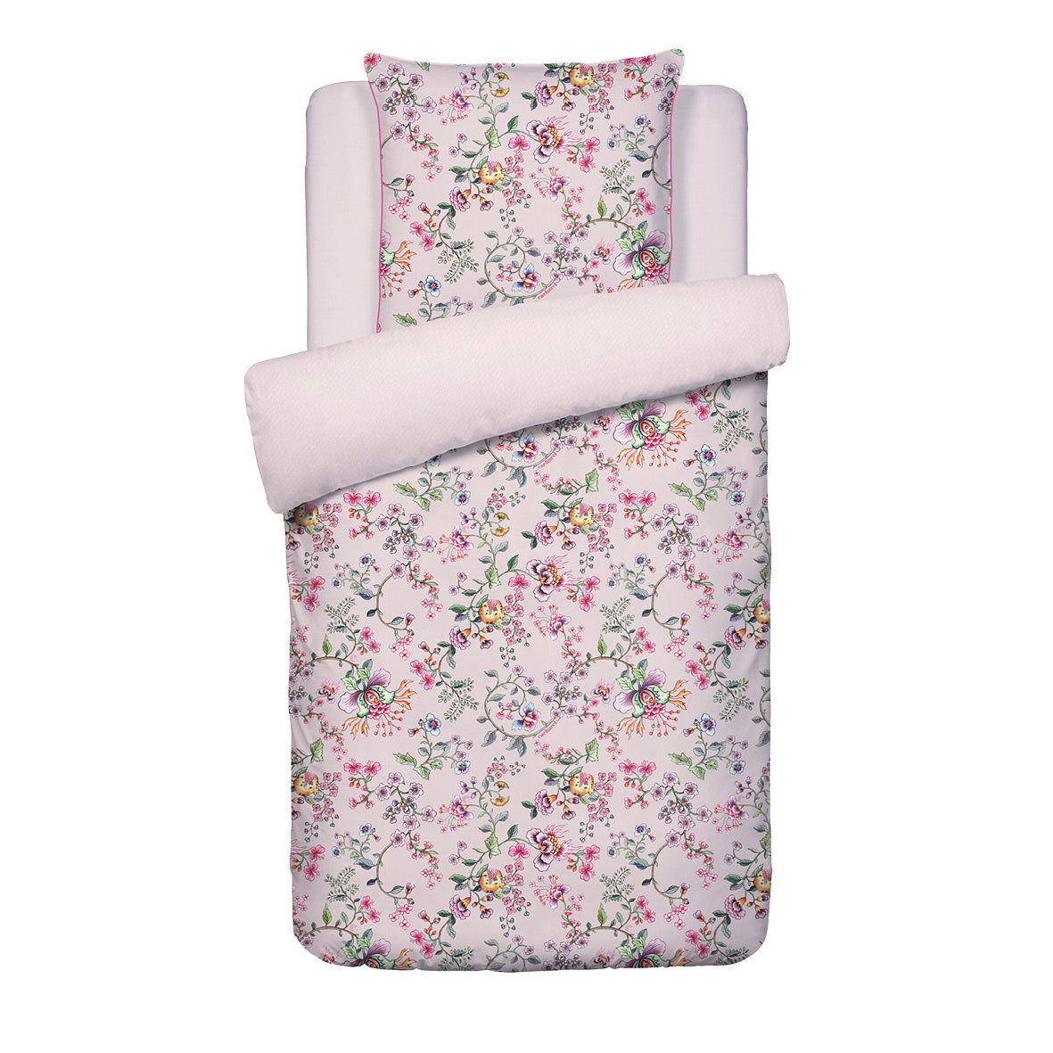 Duvet cover + pillowcase cotton satin - Jardin secret / Confettis Blush pink 155 x 220 cm + 80 x 80 cm