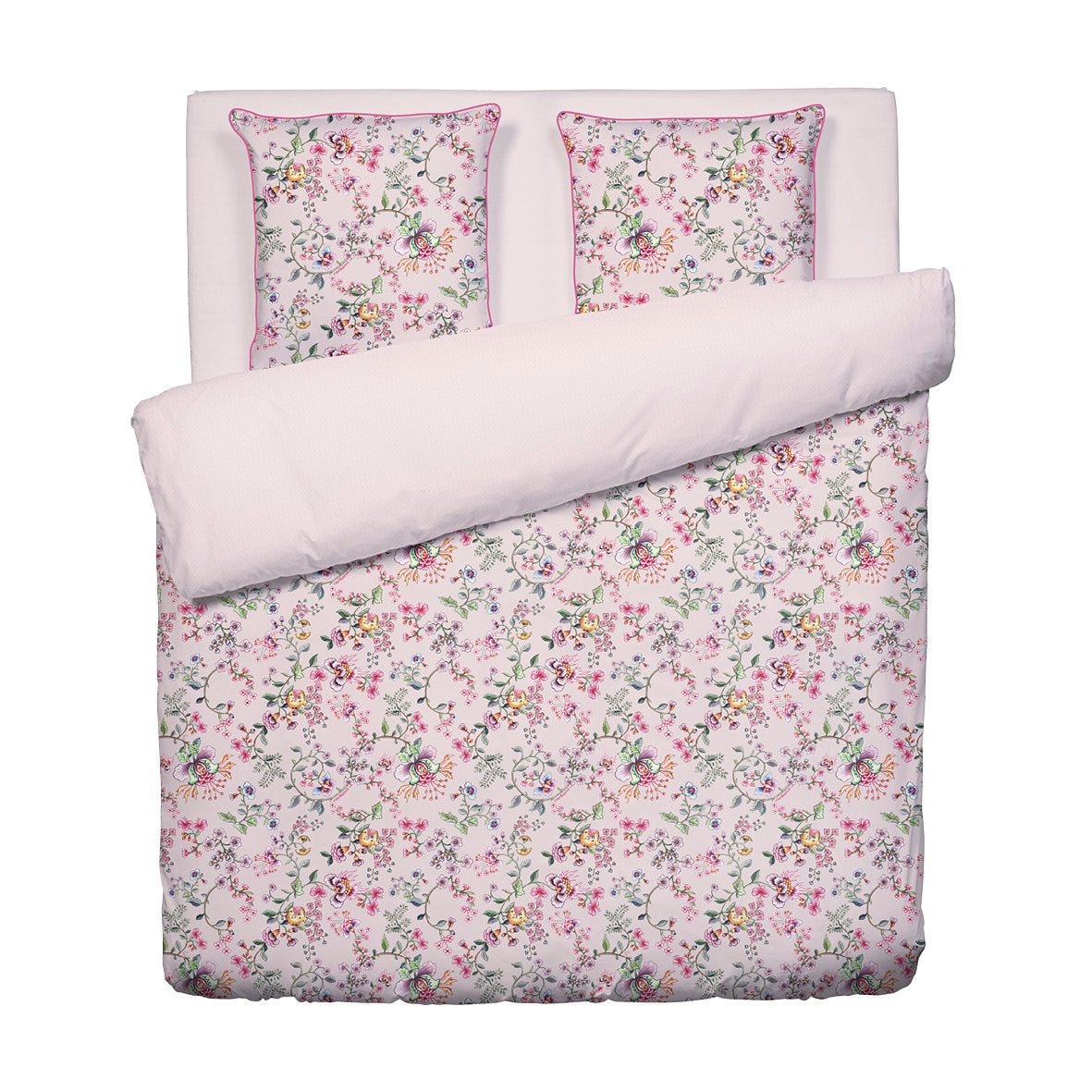 Duvet cover + pillowcase cotton satin - Jardin secret / Confettis Blush pink