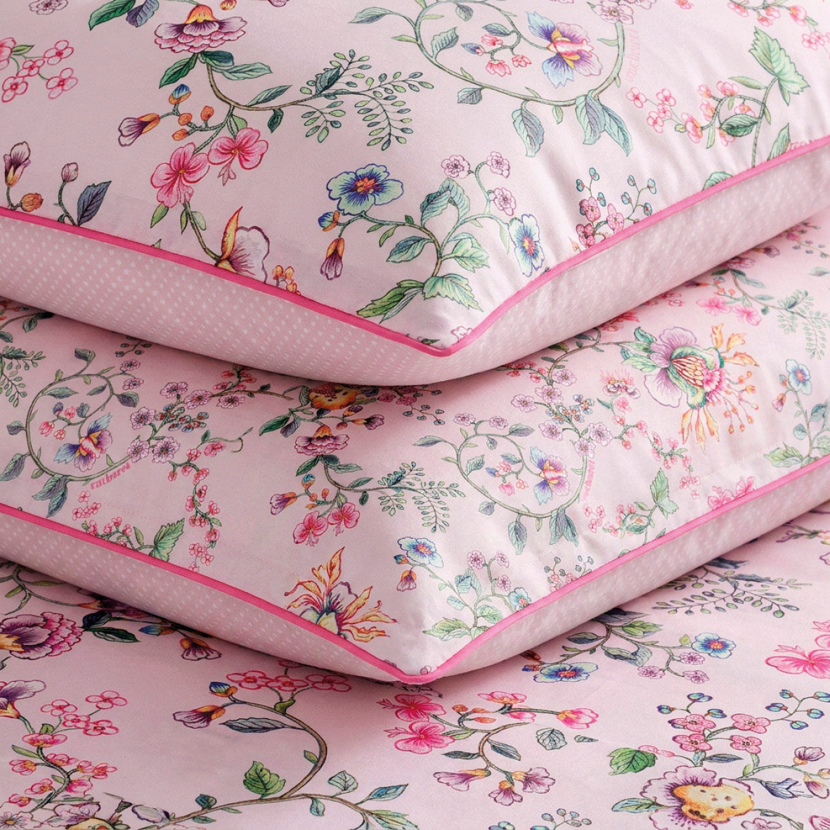 Pillowcase cotton satin - Confettis poudrés Blush pink