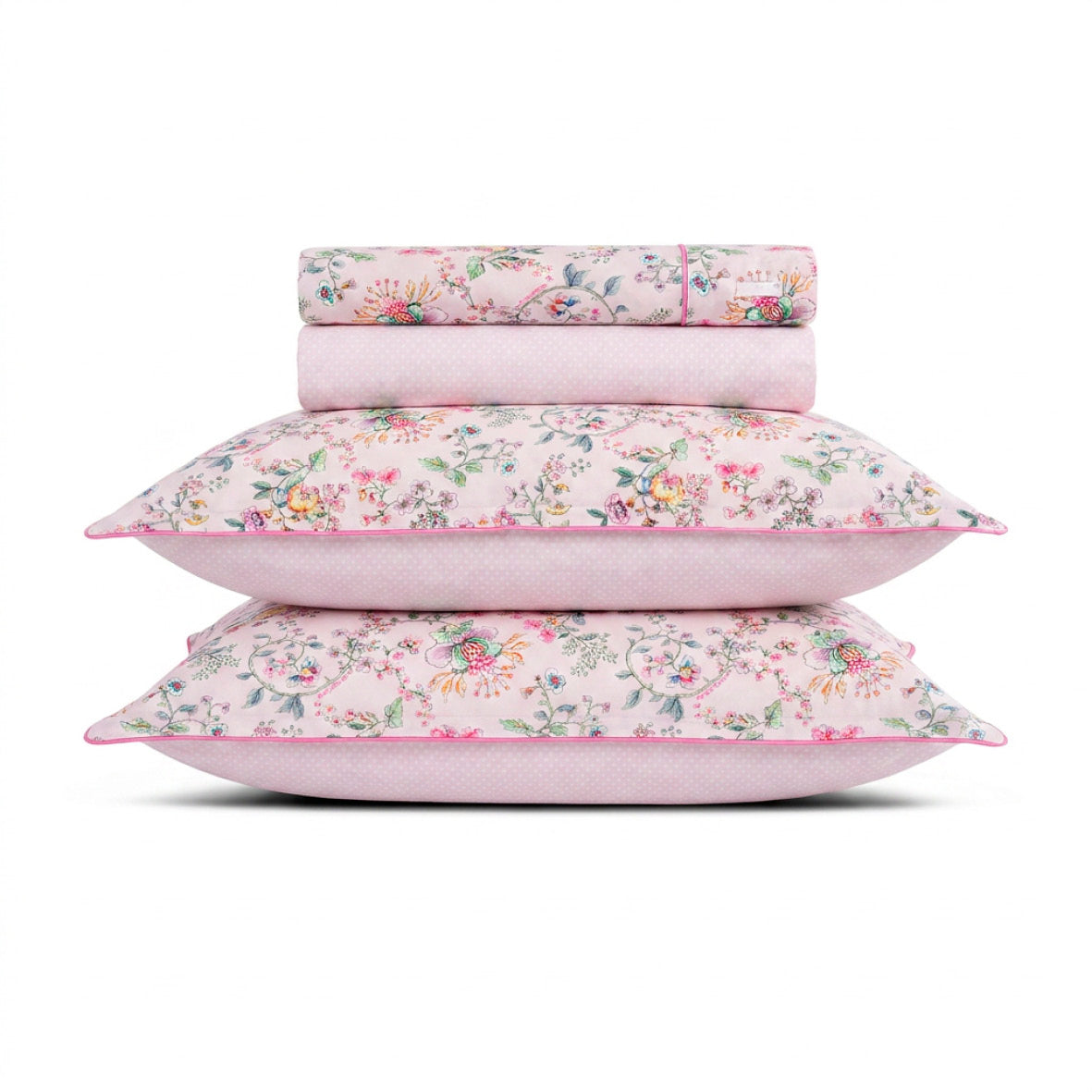Sheet set cotton satin - Jardin secret / Confettis Blush pink