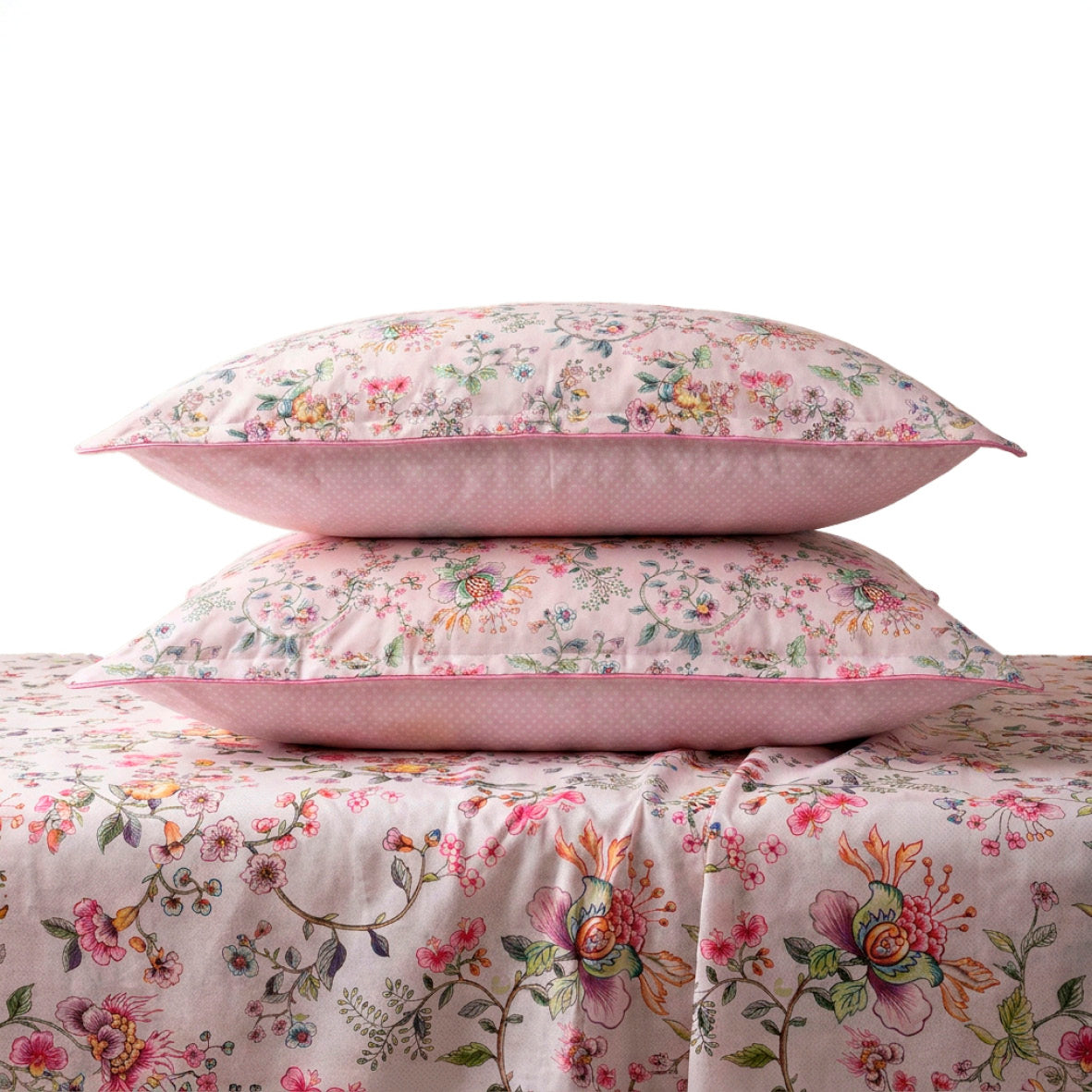 Sheet set cotton satin - Jardin secret / Confettis Blush pink