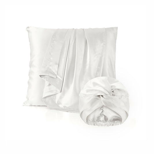 Pillowcase + nightcap silk - Lunéia White 63 x 63 cm