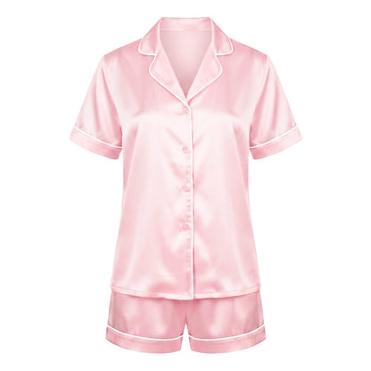 Short pajamas set silk - Maëlla Light pink XL