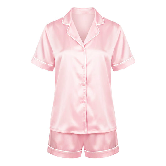 Short pajamas set silk - Maëlla Light pink XL