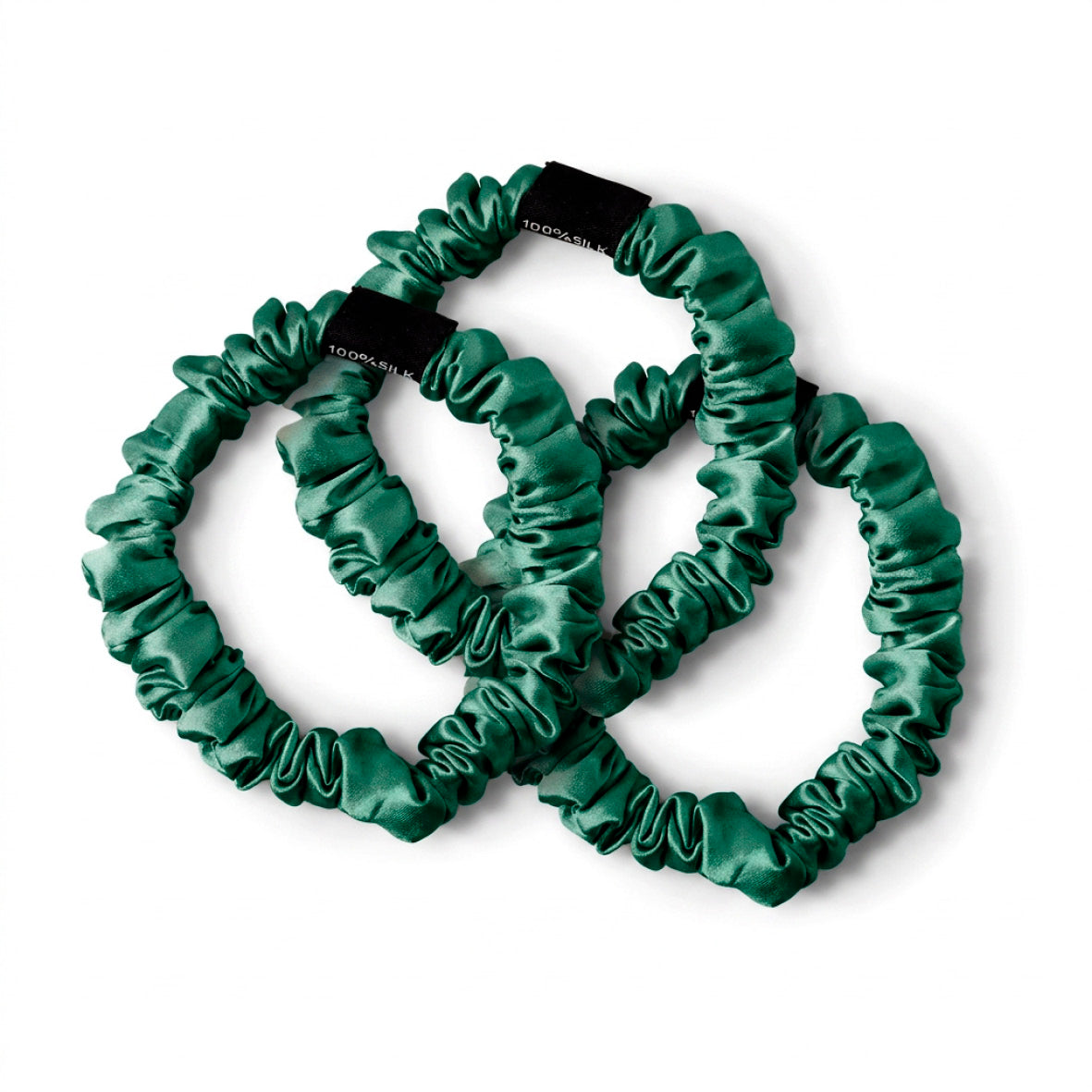 Set of 3 skinny scrunchies silk - Aflora Sage green D 6 cm