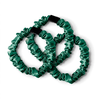 Set of 3 skinny scrunchies silk - Aflora Sage green D 6 cm