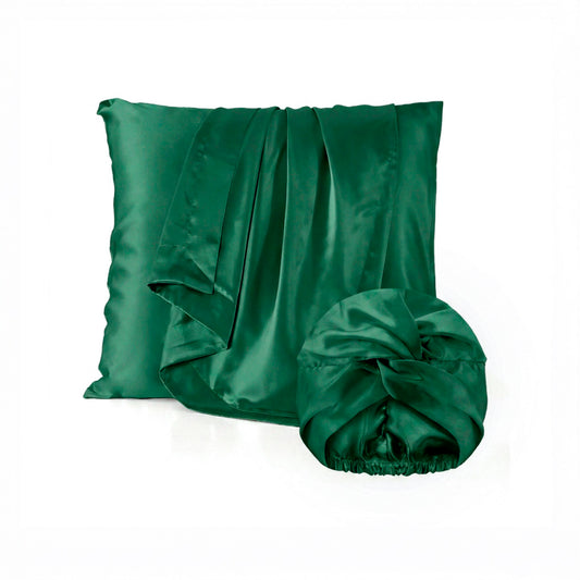 Pillowcase + nightcap silk - Lunéia Sage green 63 x 63 cm