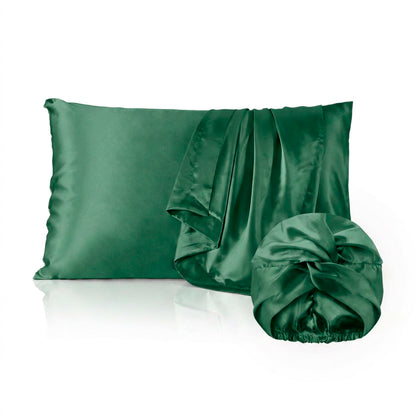 Pillowcase + nightcap silk - Lunéia Sage green 50 x 70 cm