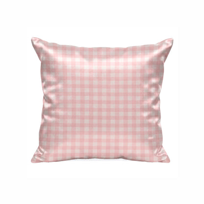Pillowcase silk - Lunéia Pink gingham 63 x 63 cm