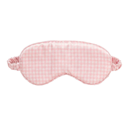 Eyemask silk - Ysia Pink gingham 8.5 x 20.5 cm