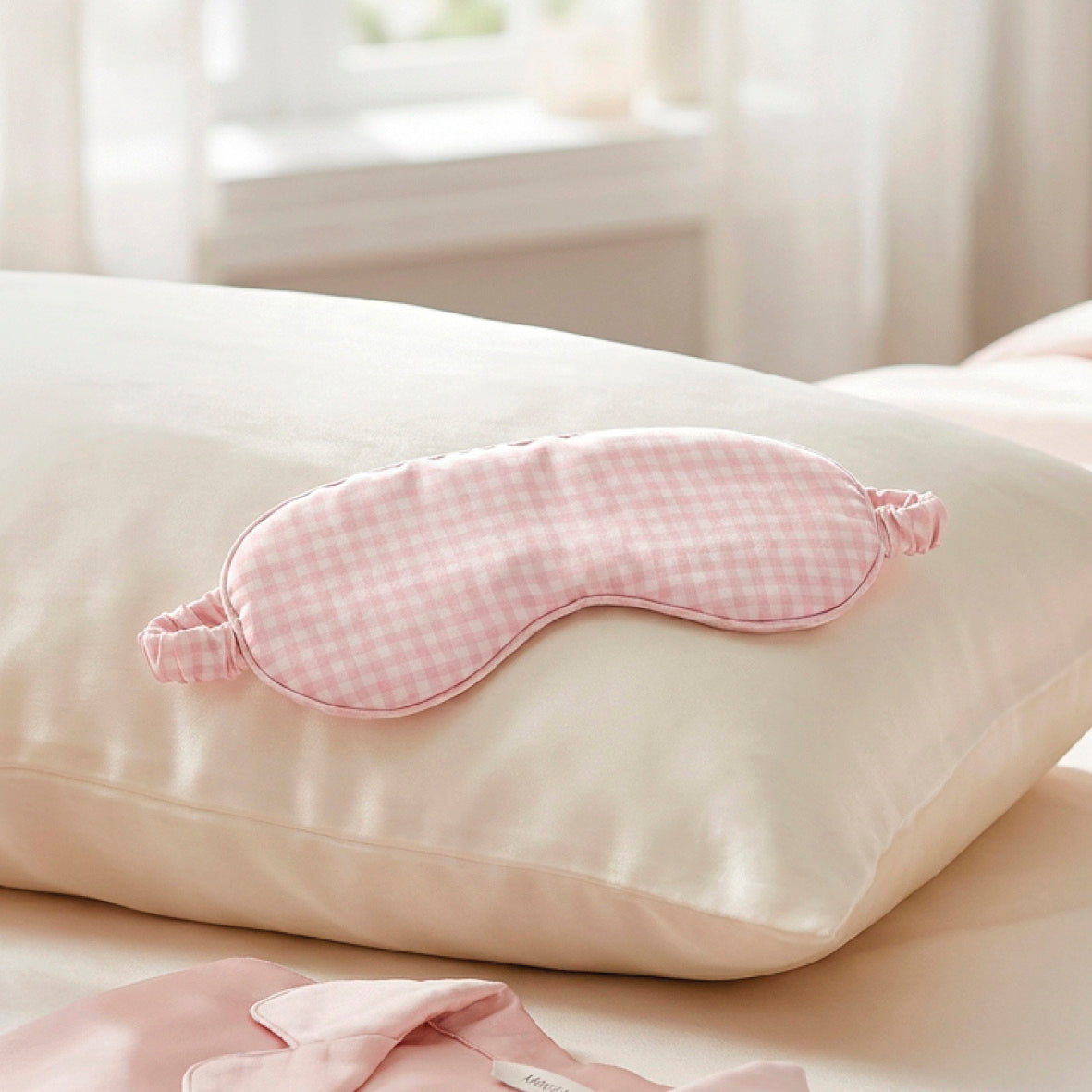 Eyemask silk - Ysia Pink gingham