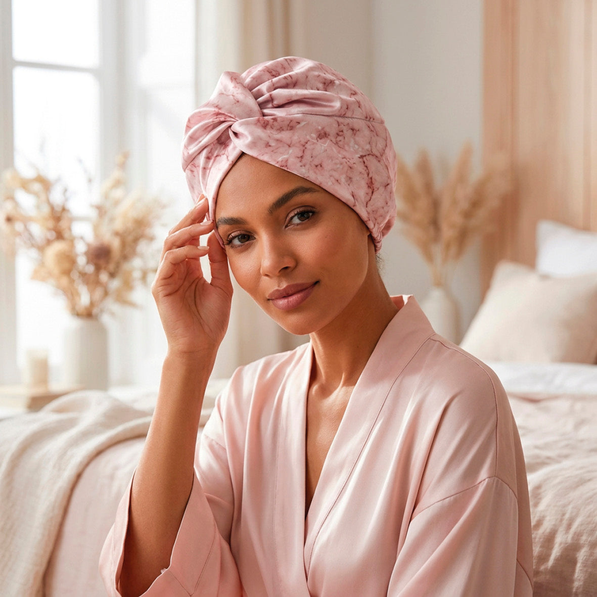 Nightcap silk - Soléa Pink marble