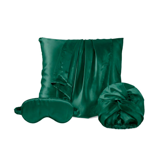 Pillowcase + eyemask + nightcap silk - Lunéia Sage green 63 x 63 cm