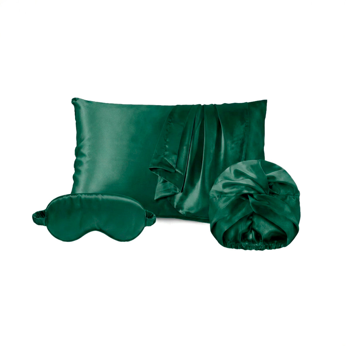 Pillowcase + eyemask + nightcap silk - Lunéia Sage green 50 x 70 cm