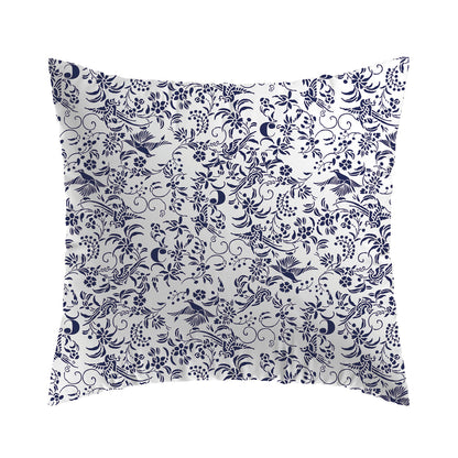 Pillowcase cotton satin - Birds Blue